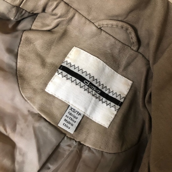 Taupe Leather Jacket - Picture 4 of 5